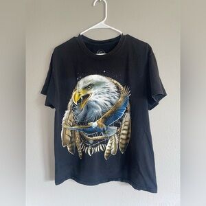 DOM T-Shirt Size Large L American Bald Eagle Dream Catcher Graphic Print T-Shirt